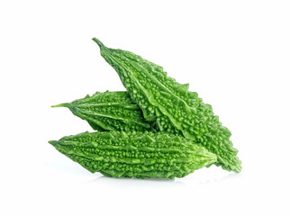 Freash Momordica charantia fruit isolated on white background