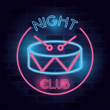 night club bar label neon lights
