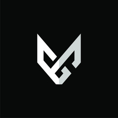 Initial letter EG logo template with modern fox head symplicity in flat design monogram illustration