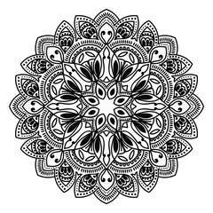 Mandala, Flower mehendi design.Ethnic ornament, Vintage decorative elements. Folk traditional spiritual design. Islam, Arabic, Indian, moroccan, Spain, floral ornament design vector.Isolated on white.