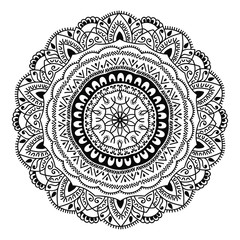 Mandala, Flower mehendi design.Ethnic ornament, Vintage decorative elements. Folk traditional spiritual design. Islam, Arabic, Indian, moroccan, Spain, floral ornament design vector.Isolated on white.