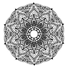 Mandala, Flower mehendi design.Ethnic ornament, Vintage decorative elements. Folk traditional spiritual design. Islam, Arabic, Indian, moroccan, Spain, floral ornament design vector.Isolated on white.
