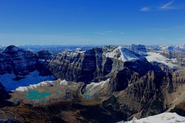 View of mountains at summit of Mount Temple, Banff National Park