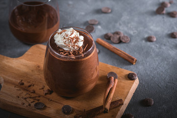 Homemade Dark Chocolate Mousse with Whipped Cream