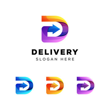 delivery logo, letter d with  arrow logo
