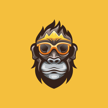 awesome monkey mascot logo, monkey king player logo template