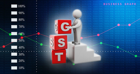 3d Illustration GST Tax holding business man,business Concept     