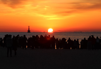 Sunrise in Haeundae Beach at New Year, Busan, South Korea, Asia