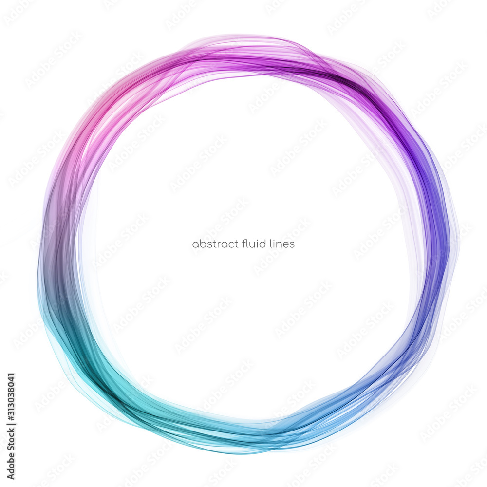 Poster Abstract circle lines round ring frame colorful light flowing isolated on white background with empty space for text.