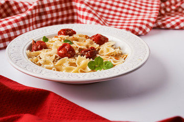 plate with pasta 