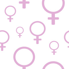 symbol of feminism venus mirror seamless pattern on a white background