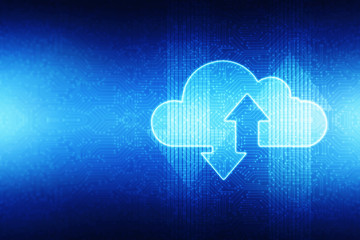 2d illustration Cloud with uploading downloading arrow 