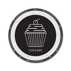 Tasty cupcake with cream and cherry icon