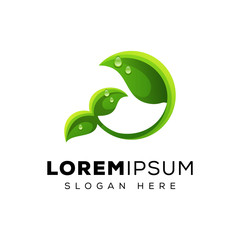 Fototapeta premium fresh green leaf logo design