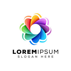 colorful flower logo design, awesome abstract flower color