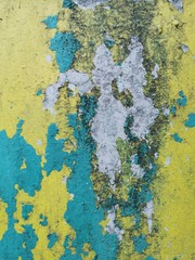 Blue grunge wall. Contemporary closeup for lifestyle design. Wallpaper pattern. Old dirty wall texture. Design template. Colorful background. Blue background. Retro style.