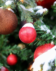 Toys and decorations on the Christmas tree