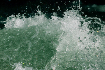Splashes of water from the waves in the sea