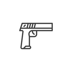 Hand Gun Weapon line icon. linear style sign for mobile concept and web design. Gun, pistol outline vector icon. Symbol, logo illustration. Vector graphics