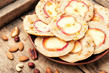 Fried pancakes with apples