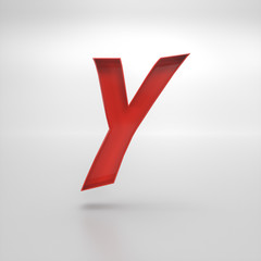 Obraz premium 3d rendering of the Cyrillic letter У in red gloss on a white isolated background.