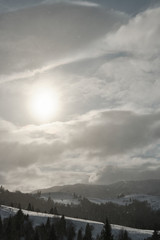 Fototapeta premium Winter mountains landscape. Karphatians wiev. Karpaty