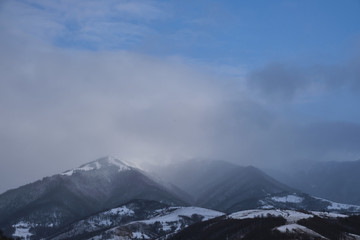 Fototapeta na wymiar Winter mountains landscape. Karphatians wiev. Karpaty