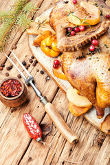 Roasted Christmas goose.