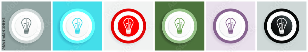 Poster creative icon, idea, bulb, circuit vector illustrations in 6 colors options for web design and mobil