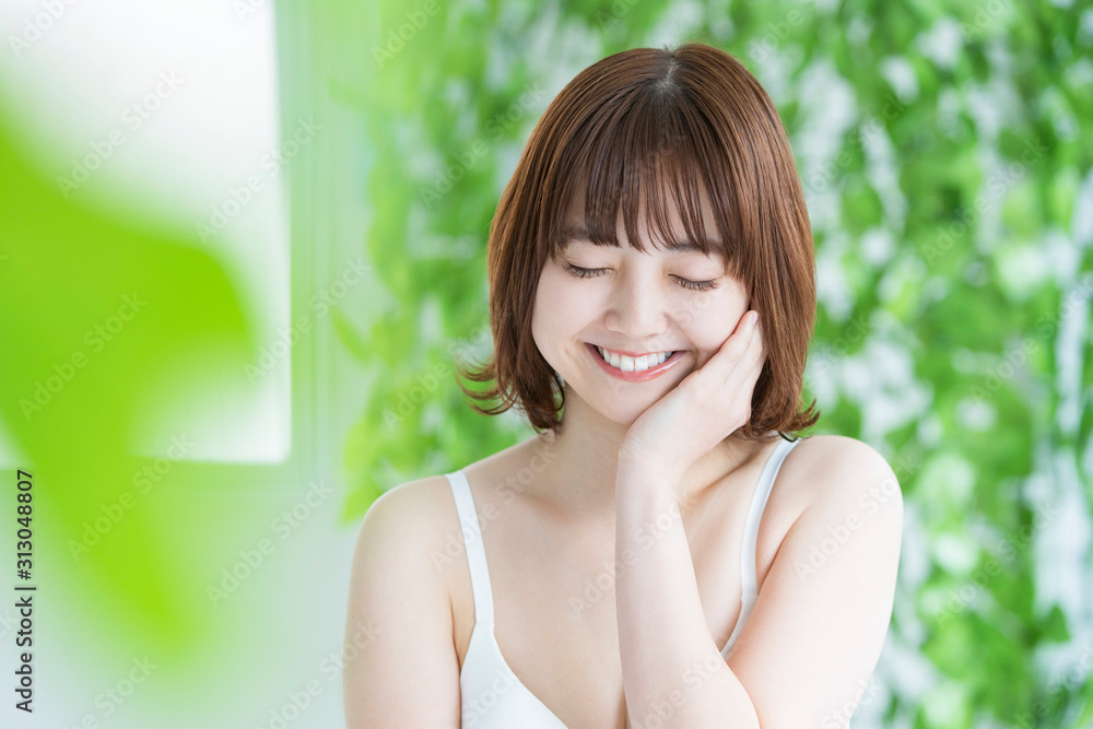 Wall mural 女性・ビューティー・植物