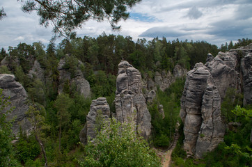 The Prachov Rocks (Czech: Prachovské skály), rock formation in the Czech Republic approximately 5 kilometres west of Jicin. Since 1933, they have been a protected natural reserve.