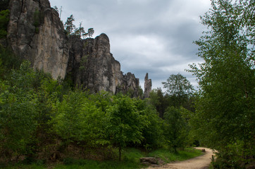 Fototapeta na wymiar The Prachov Rocks (Czech: Prachovské skály), rock formation in the Czech Republic approximately 5 kilometres west of Jicin. Since 1933, they have been a protected natural reserve.
