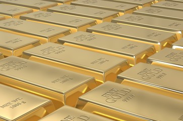 Stack of gold bars, weight of Gold Bars 1000 grams Concept of wealth and reserve, 3d illustration