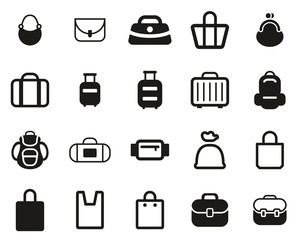 Bag Or Case Icons Black & White Set BIG