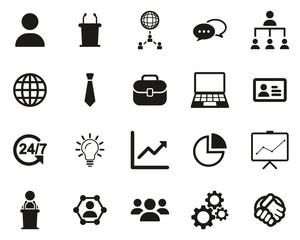 Business Meeting Icons Black & White Set Big