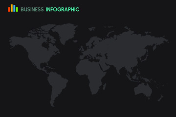 World globe map on black background : illustration vector