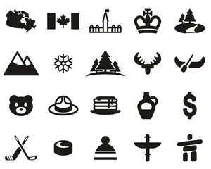 Canada Country & Culture Icons Black & White Set Big