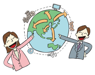 Gain profits by importing and exporting transactions through the computer network.Business is thriving.Employees' efforts increase profits.