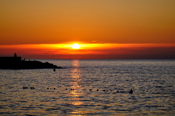 Obraz premium Foto scattata al tramonto a Chiavari.