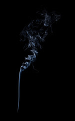 Photo of real white smoke on black background