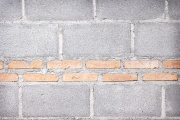  Block wall with red brick seamless patterns for gray concrete background