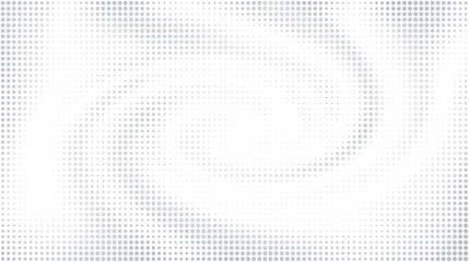 Abstract gray halftone vortex background on white with copy space. Creative dotted pattern, design template and illustration.