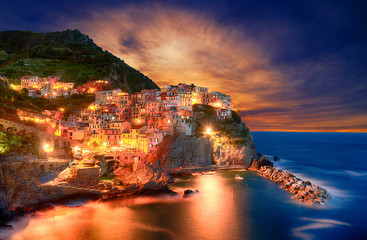 Famous city of Manarola in Italy - Cinque Terre, Liguria