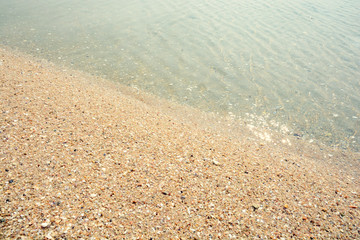 Soft wave ocean on sandy beach and have space for text