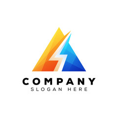 triangle bolt logo, letter a energy logo, thunder bolt logo design
