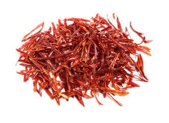 Dried Hot Chili Peppers on white background