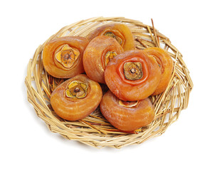 dried persimmon on white background 