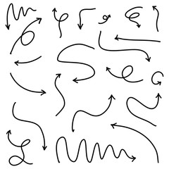 Hand drawn arrows isolated on white background.