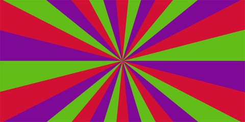 Design vector graphics purple, green, red stripes. Radiant like the sun.