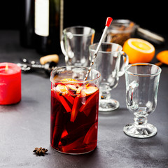 Mulled wine. Winter warming drink from wine.